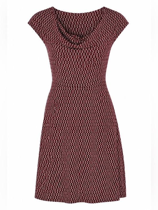 Boden Dresses & Skirts - Boden Burgundy Geometric Cowl Neck Dress US 8 UK 12